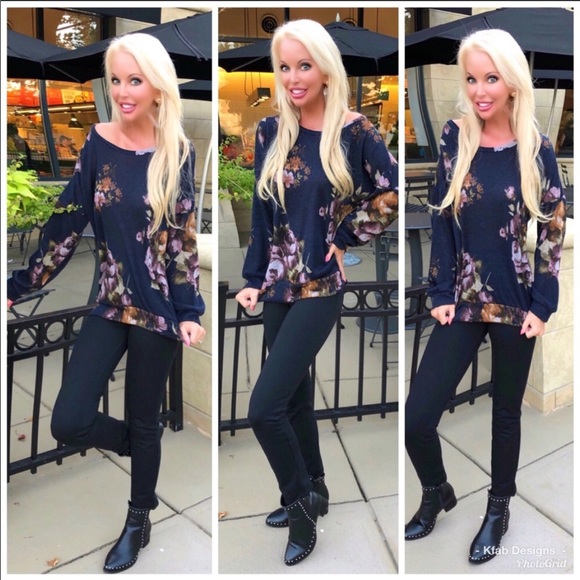 Floral Print Dolman Hacci Sweater - Picture 5 of 7